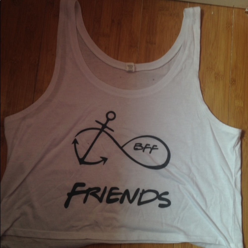 White and black "friends " tank top